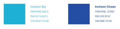 Incheon Sky(PANTONE 306C R42 G175 B212 C70 M10 Y10 K0) / Incheon Ocean(PANTONE 2728C R36 G78 B161 C95 M80 Y0 K0)