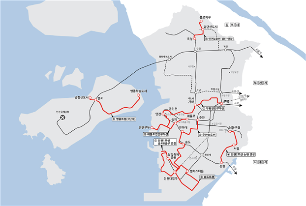 인천시,‘부평연안부두선’등 8개 노선, 87.79km 확충 나선다