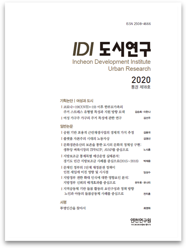 인천연구원, ‘여성과 도시’를 주제로 학술지 『IDI 도시연구』 통권 제18호 발간
