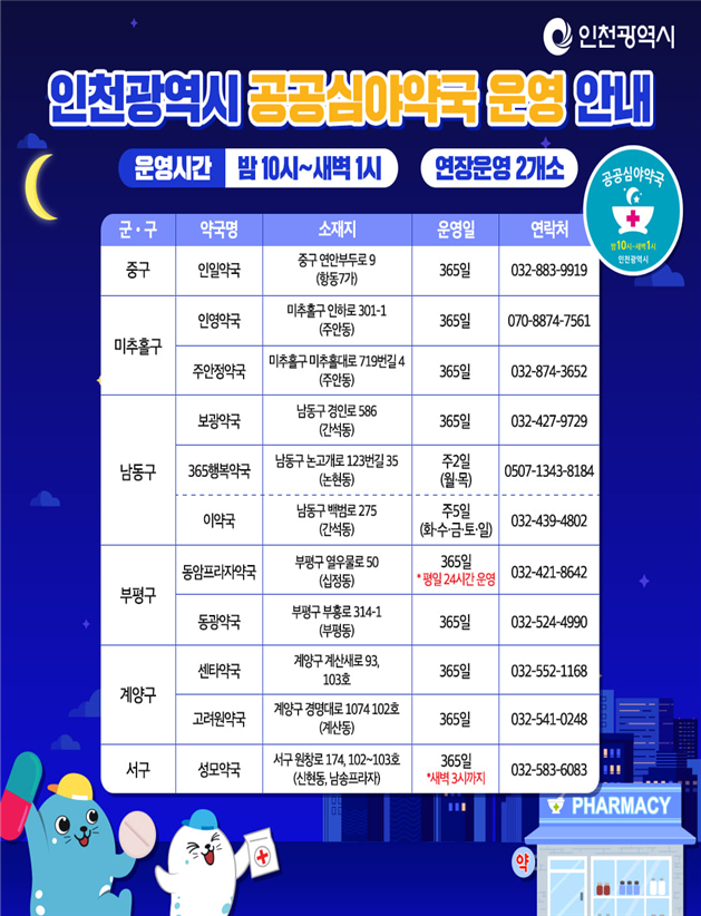 약이 필요한 늦은 밤에도 걱정 마세요.