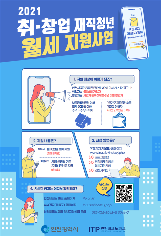 인천시,‘청년 월세 지원’7월 30일까지 신청·접수