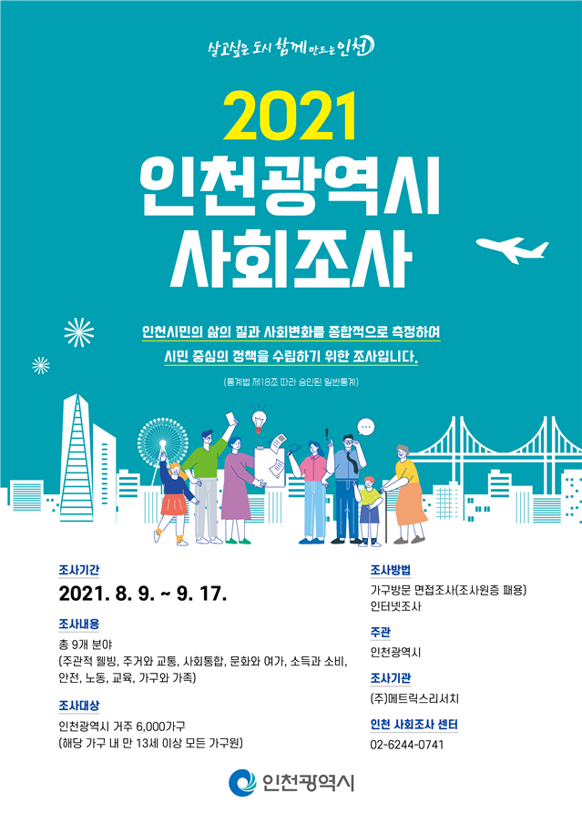 인천시, 시민 삶의 질 파악 위한 사회조사 실시