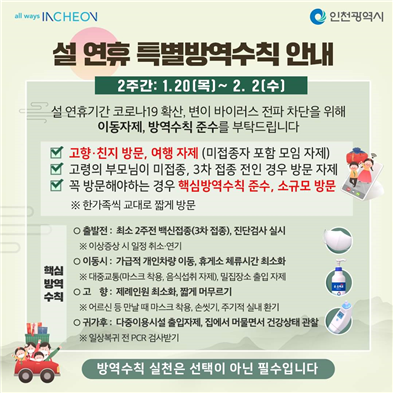 설 연휴 특별방역수칙 안내