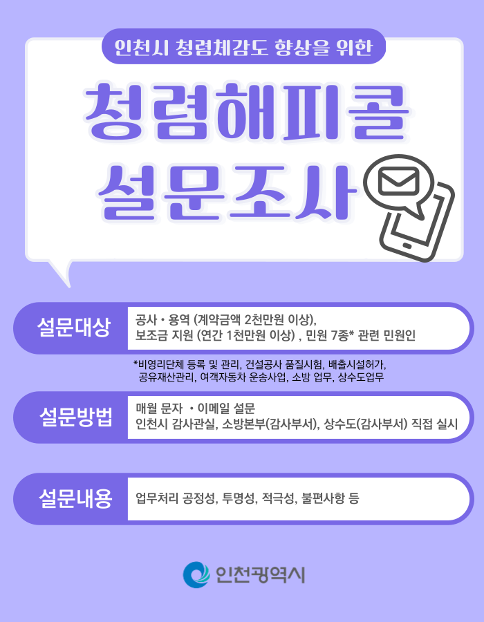 청렴패피콜 설문조사 실시 포스터