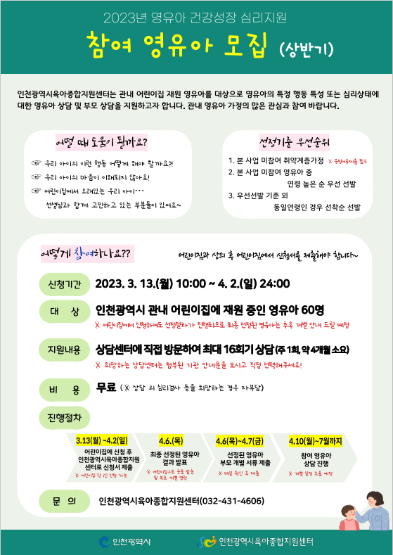영유아 건강성장 심리지원 모집안내