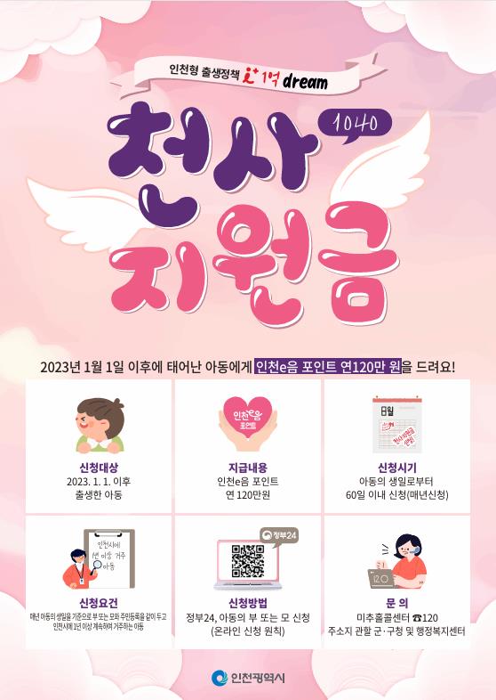 천사지원금 홍보 포스터