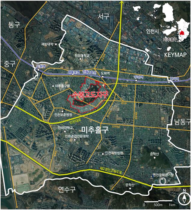 수봉 고도지구 위치도
