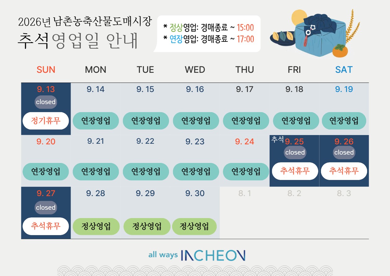남촌 추석영업일