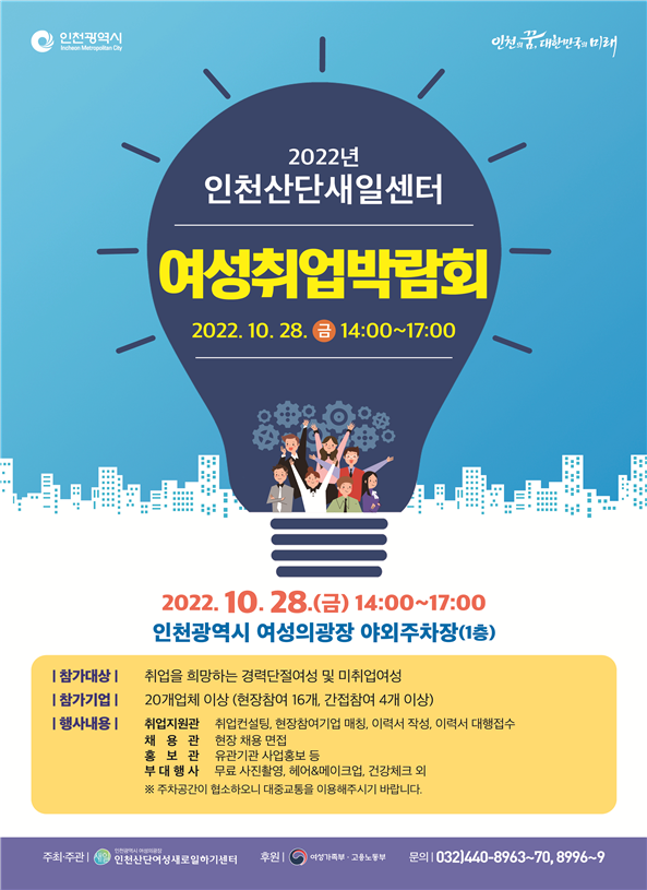 ‘2022 인천산단새일센터 취업박람회’ 홍보 포스터