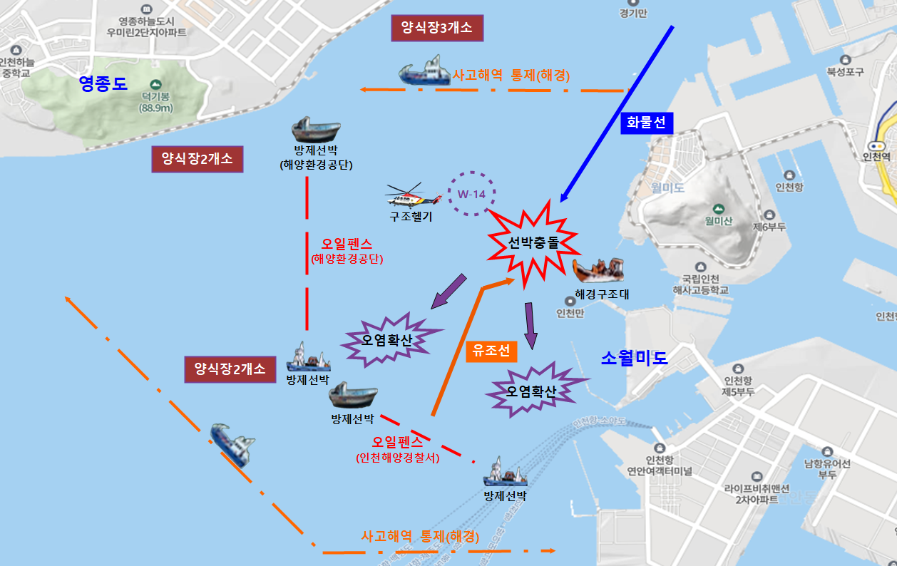 인천시, 선박 충돌 기름유출 사고 가정해 재난대응 훈련 실시 관련 이미지
