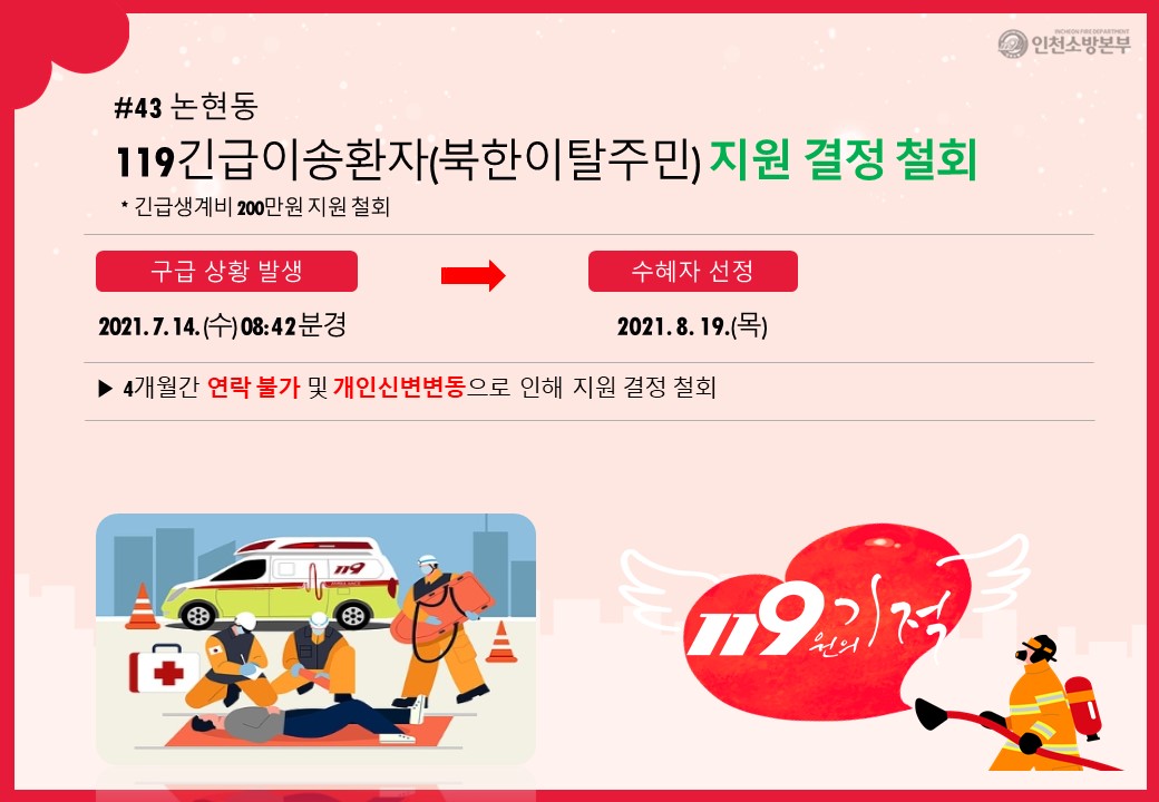 <43호>논현동 119긴급이송환자 지원결정 철회 