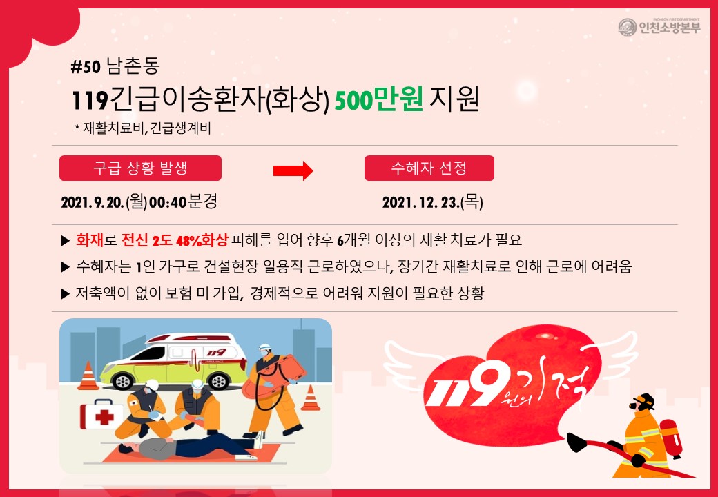 <50호>남촌동 화상 119긴급이송환자 