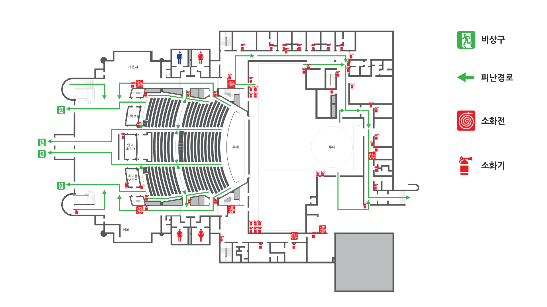 대공연장 1층 객석 및 무대 안내도