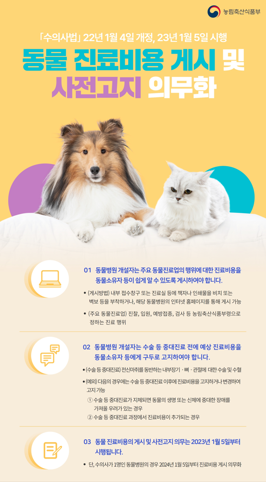 동물 진료비용 게시 및 사전고지 의무화