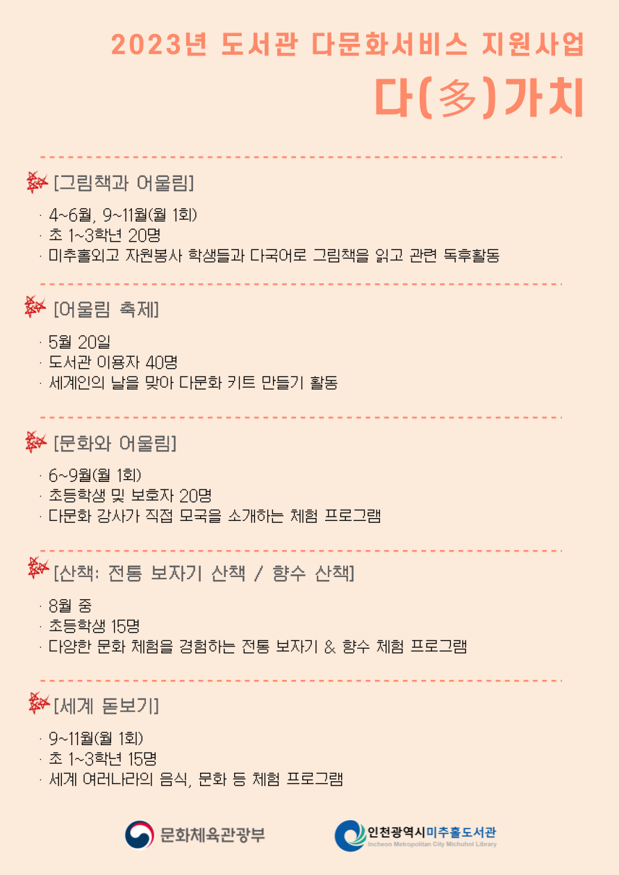 2023년 도서관 다문화서비스 지원사업 다가치