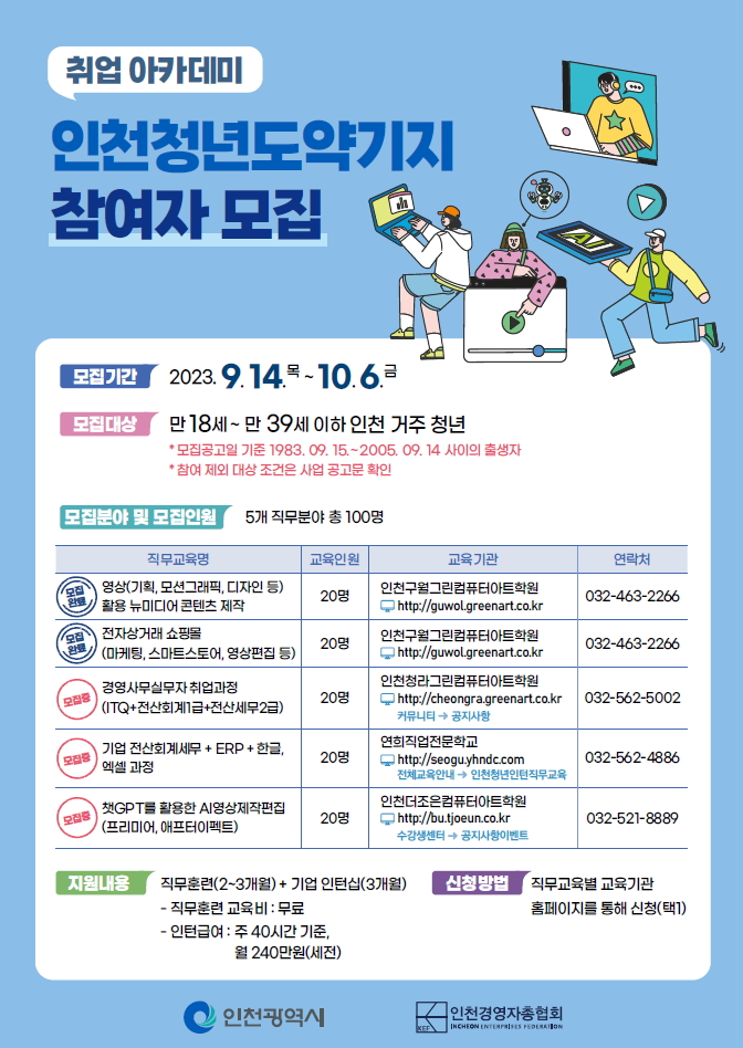 취업아카데미 인천청년도약기지 참여자 모집