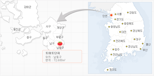 탑베지터블 (남동 토마토) 단지위치 지도